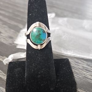 Silver Blue/Green Reversible Ring 7